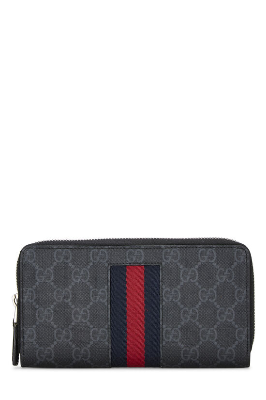 Black GG Supreme Canvas Web Zip Around Wallet, , large image number 0