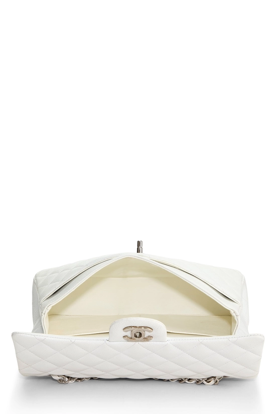White Quilted Caviar Classic Double Flap Medium, , large image number 5