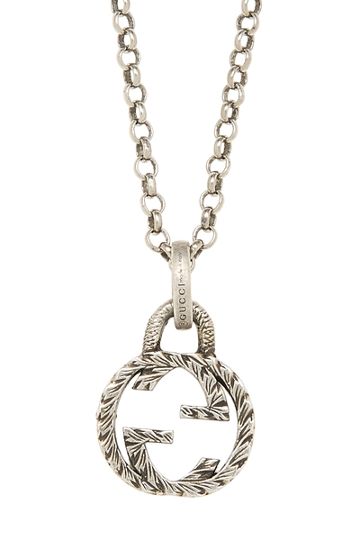 Silver Interlocking GG Necklace Small, , large