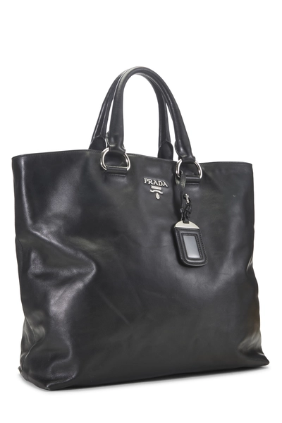 Black Calfskin Shopping Tote Medium, , large