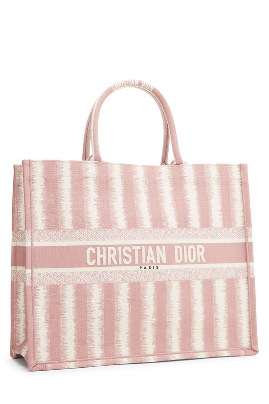 Pink Striped Canvas Book Tote Large, , large image number 1