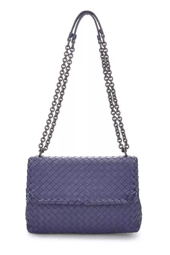 Purple Intrecciato Leather Olimpia Shoulder Bag Medium, , large image number 0
