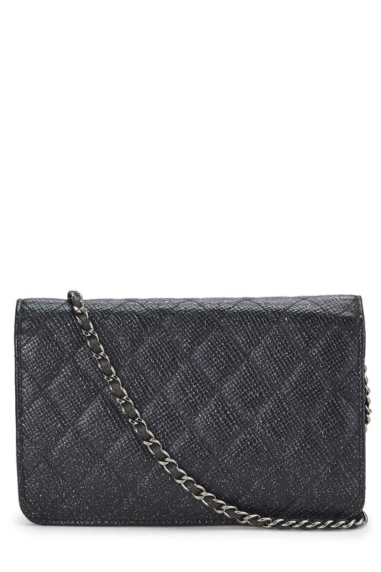 Black Glittered Calfskin Wallet On Chain WOC, , large image number 3