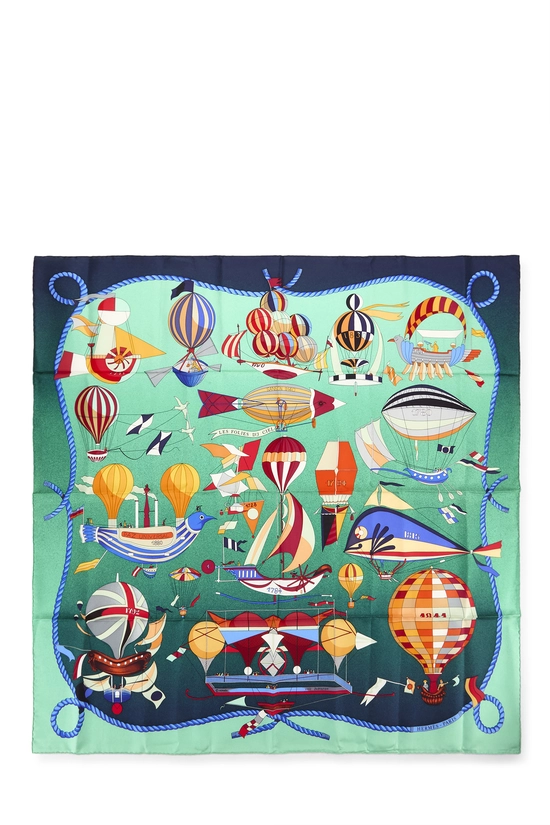 Pre-Owned Green & Multicolor 'Les Folies du Ciel' Silk Scarf 90