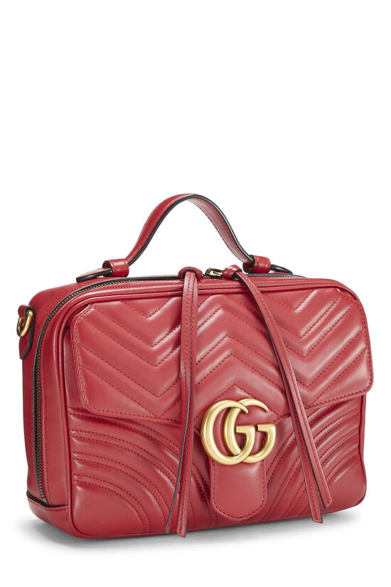 Red Leather GG Marmont Top Handle Shoulder Bag , , large image number 2