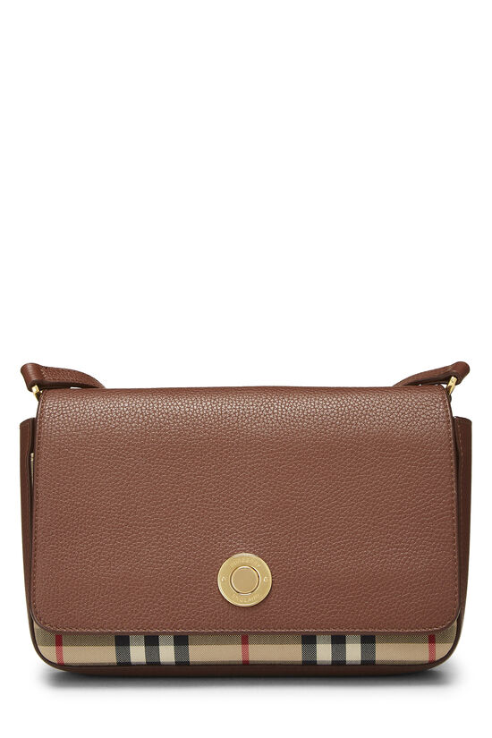 Brown Leather House Check Crossbody Medium, , large image number 0