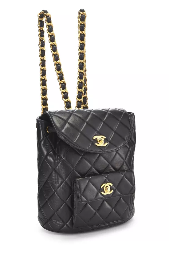 Black Quilted Lambskin Classic Backpack, , large image number 1