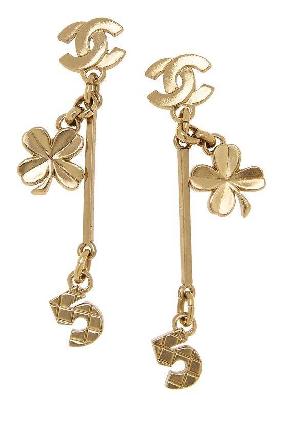 Gold No.5 Dangle Earring, , large image number 0
