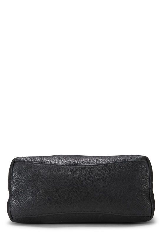 Black Vitello Daino Embossed Logo Hobo, , large image number 4