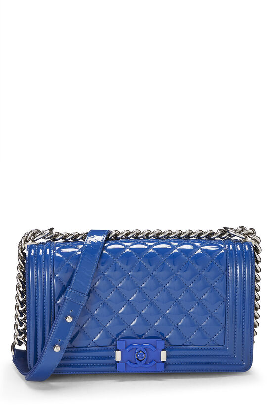Chanel Boy Flap Bag Chevron Calfskin New Medium Blue 2102851