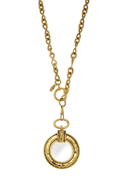 Gold 'CC' Loupe Necklace, , large