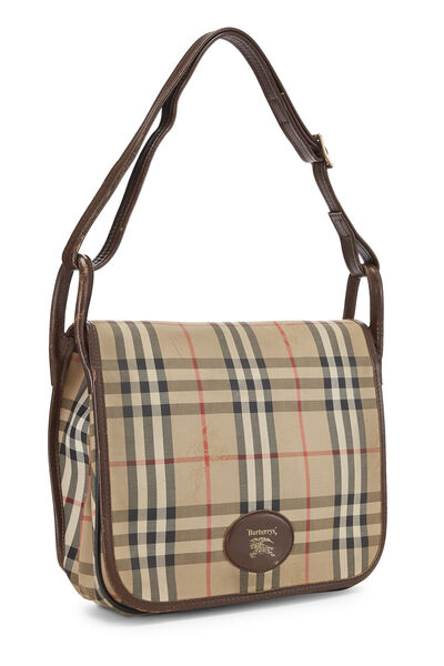 Brown Haymarket Check Shoulder Bag , , large