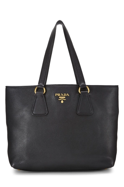 Prada Black Vitello Daino Tote
