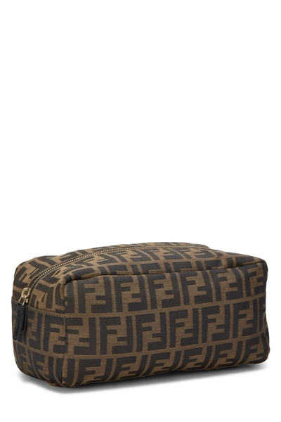 Brown Zucca Canvas Cosmetic Pouch, , large