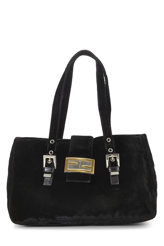 Black Velour Shoulder Bag, , large image number 0