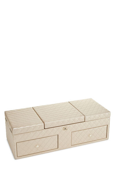 Beige Quilted Lambskin Jewelry Chest Large, , large