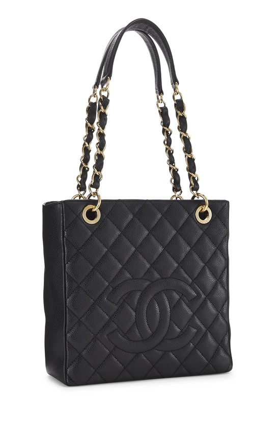 Black Quilted Caviar Petite Shopping Tote (PST), , large image number 1