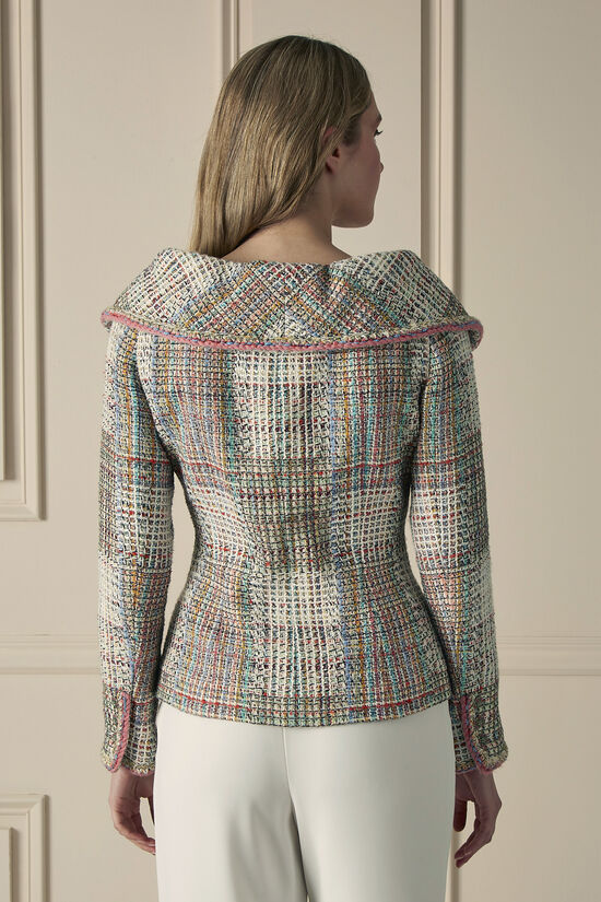 Multicolor Off-Shoulder Tweed Jacket, , large image number 1