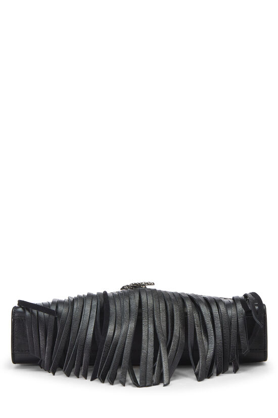 Black Leather Fringe Serpent College Shoulder Bag, , large image number 5