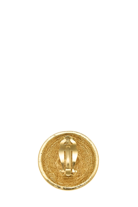 Gold Quilted Round Earrings, , large image number 1