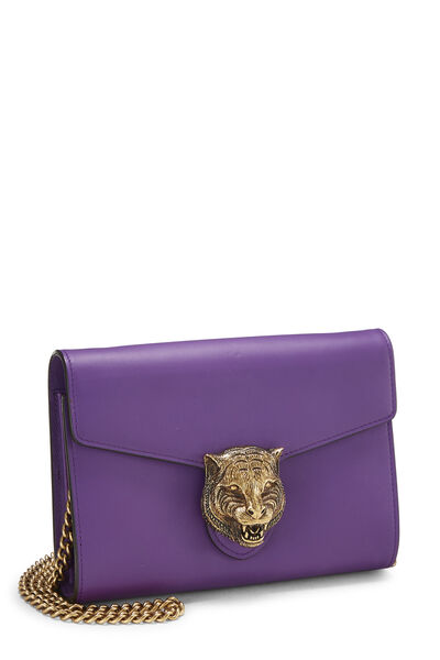 Purple Leather Tiger Head Animalier Wallet On Chain (WOC), , large
