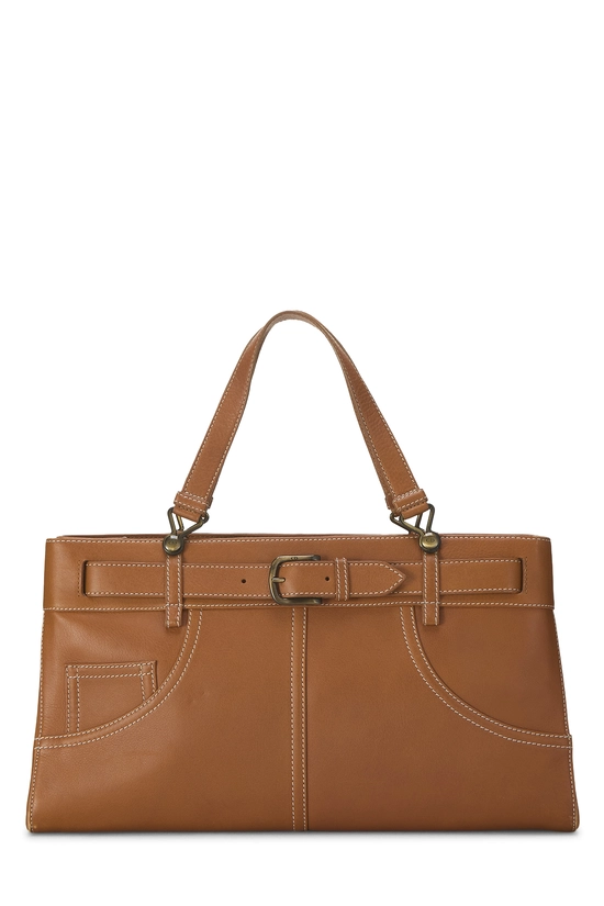 Brown Leather Jeans Pocket Tote, , large image number 0