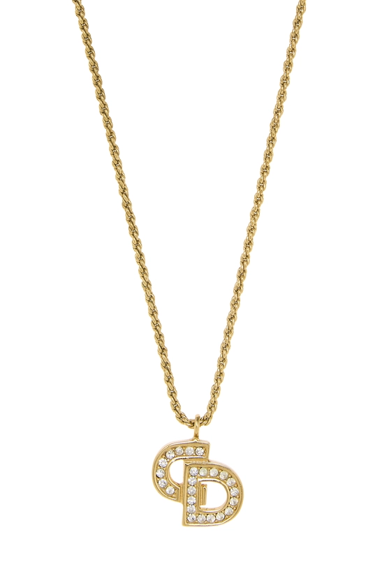 Gold Crystal 'CD' Necklace, , large image number 1