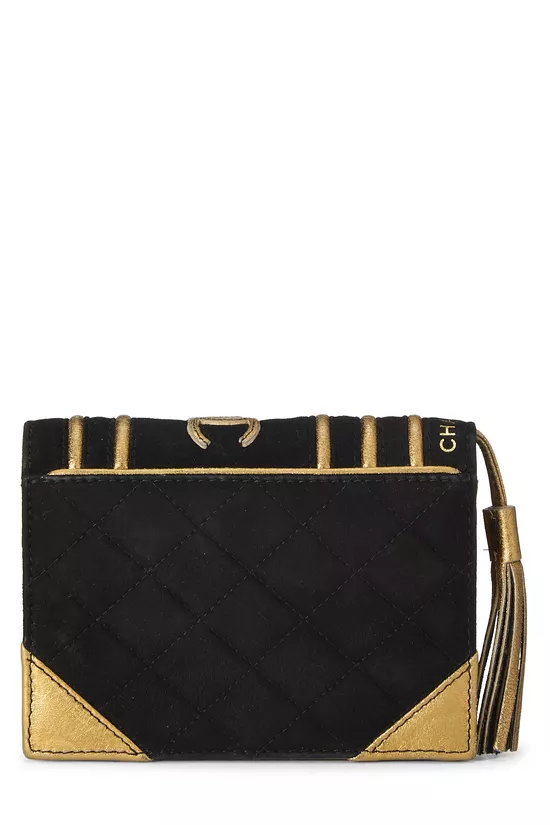 Black Quilted Suede Bible Clutch , , large image number 3
