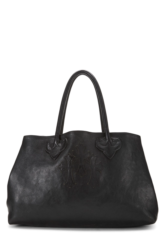 Black Leather 3 Crosses Patch Tote, , large image number 0