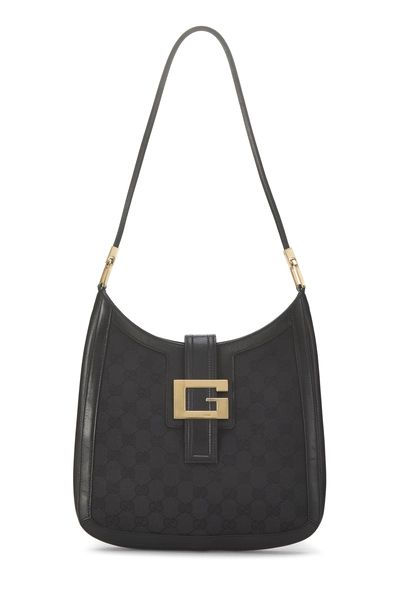 Gucci Black GG Canvas 'G Buckle' Hobo Small