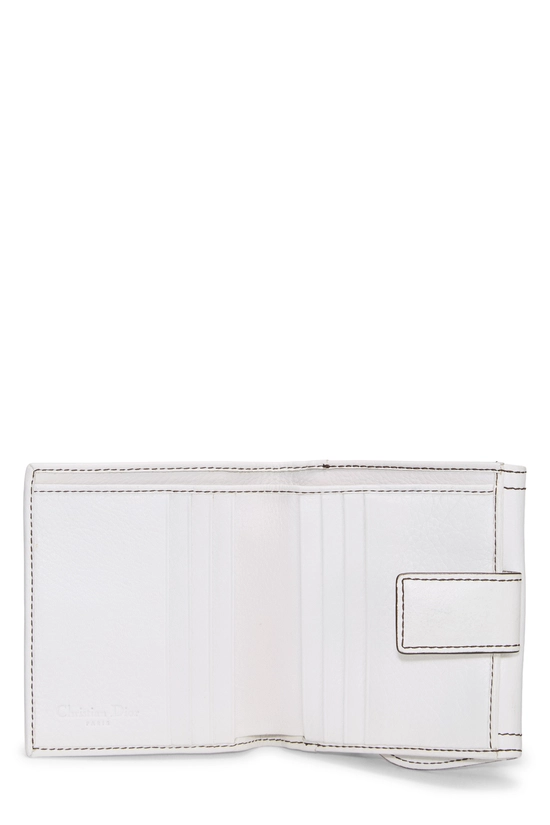 White Calfskin Leather Saddle Compact Wallet, , large image number 3