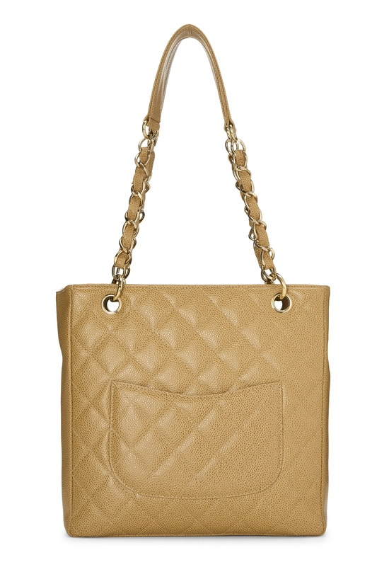 Beige Quilted Caviar Petite Shopping Tote (PST), , large image number 3