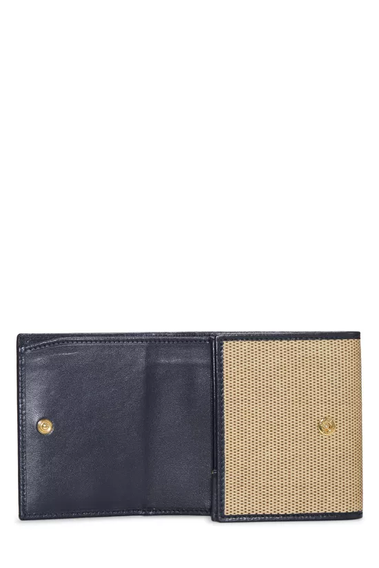 Navy Canvas Horsebit Compact Wallet, , large image number 3