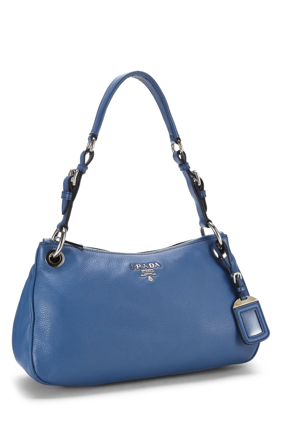 Blue Vitello Daino Shoulder Bag Small, , large image number 1