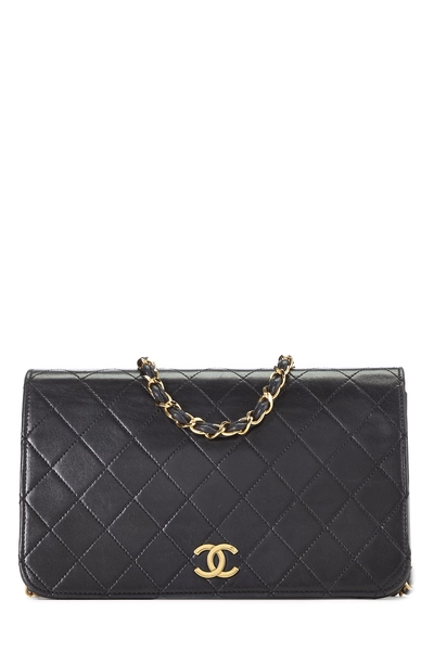 Black Quilted Lambskin Snap Full Flap Small