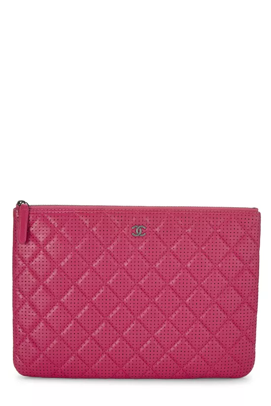 Pink Perforated Quilted O Case Zip Pouch Medium, , large image number 0