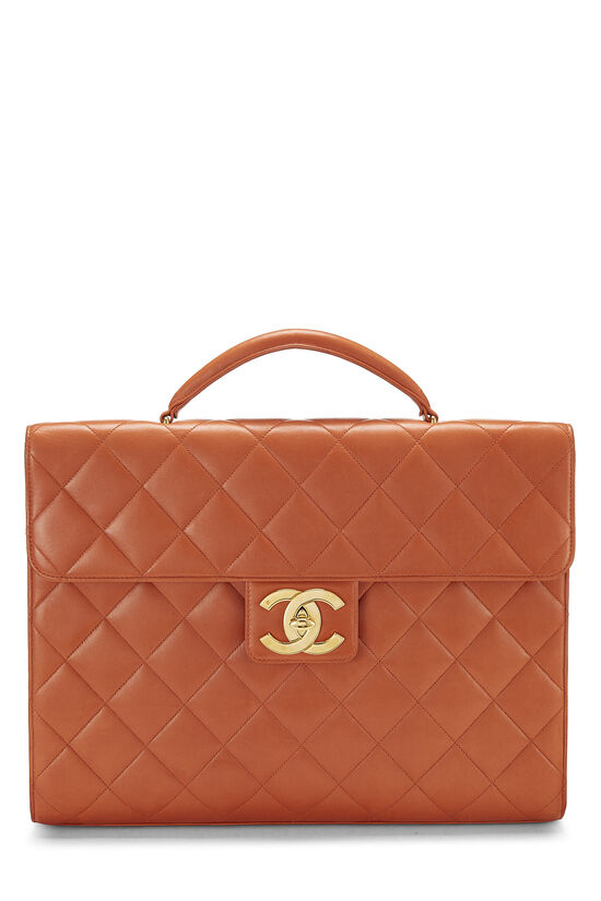 Orange Quilted Lambskin Briefcase, , large image number 0