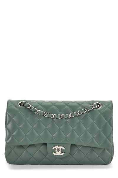 Green Quilted Lambskin Classic Double Flap Medium