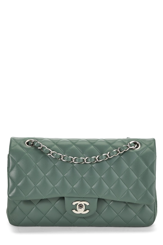 Green Quilted Lambskin Classic Double Flap Medium, , large image number 0
