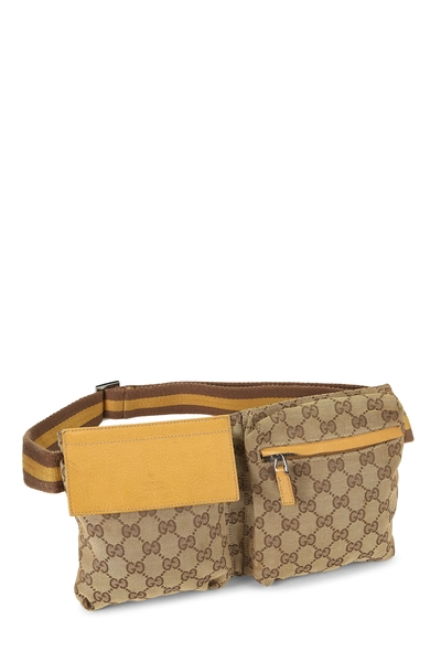 Yellow Original GG Canvas Web Double Pocket Waist Pouch, , large