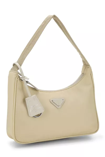 Beige Tessuto Re-Edition 2000 Hobo Mini, , large