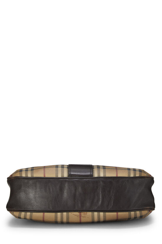 Burberry Beige/Black Haymarket Check Canvas and Leather Buckle Belt 85CM  Burberry