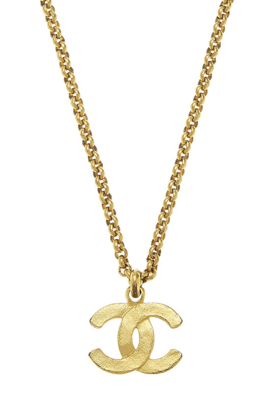 Gold Textured 'CC' Necklace, , large image number 1