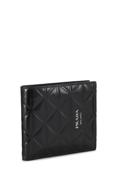 Black Patent Leather Triangle Bifold Wallet, , large