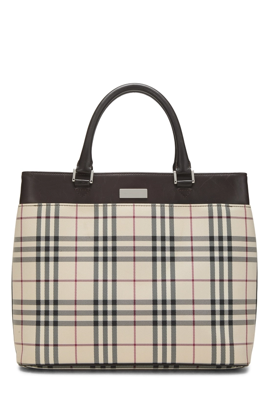 Brown Nylon House Check Handbag Medium, , large image number 0