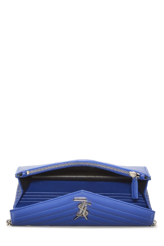 Blue Grained Calfskin Envelope Wallet On Chain (WOC), , large image number 5
