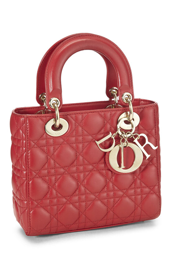 Red Cannage Quilted Lambskin Lady Dior Small, , large image number 1