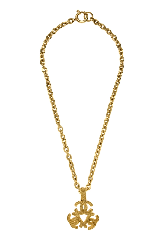 Gold Triple 'CC' Necklace, , large image number 0