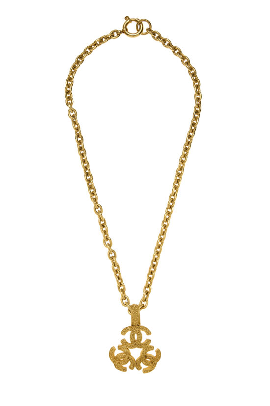 Gold Triple 'CC' Necklace, , large image number 0