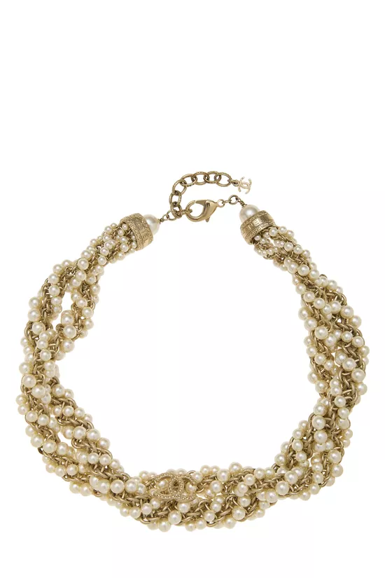 Gold Faux Pearl Choker, , large image number 0